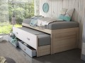 Compacto juvenil de madera con 2 camas y 2 cajones detalle
