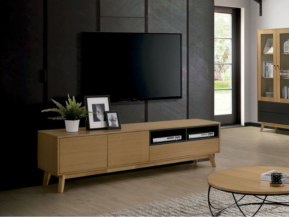 Mueble TV de 170x40 cm roble-gris antracita