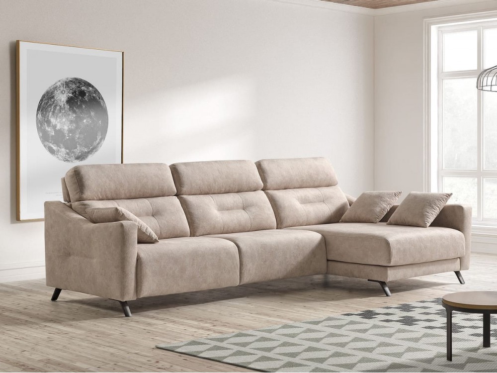 Sofá chaise longue motorizado de 285x164x106 cm