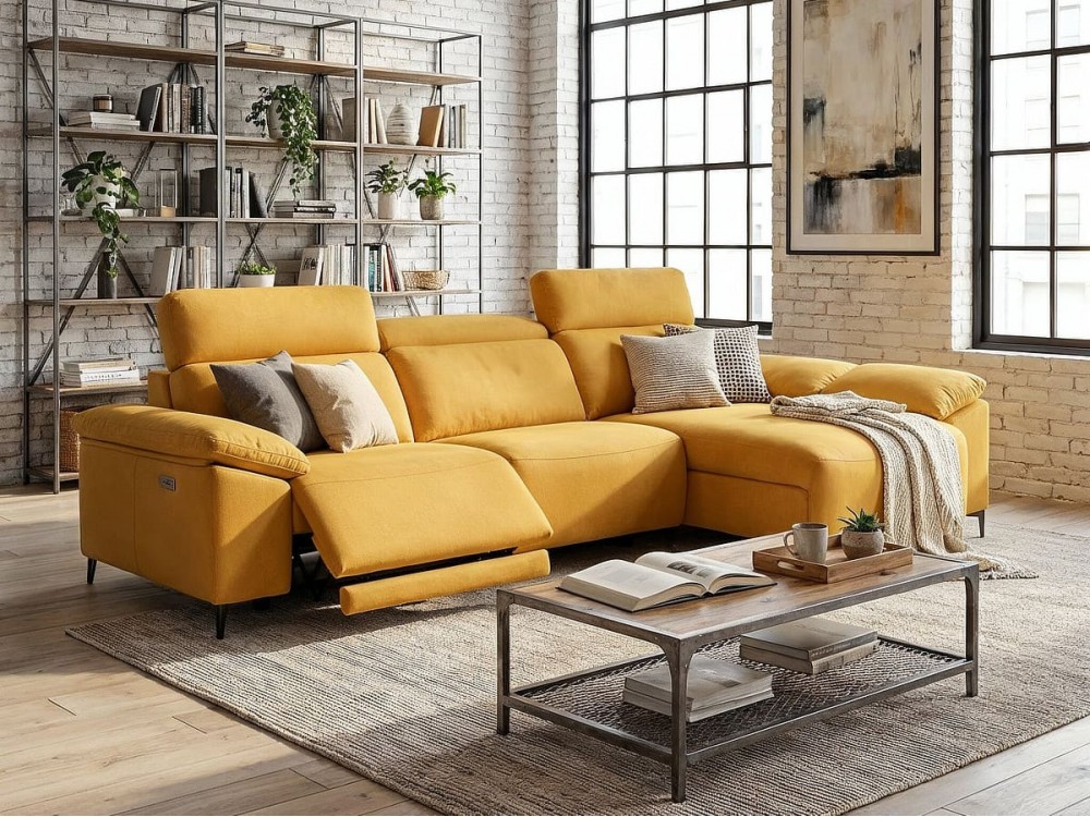 Sofá chaise longue motorizado de 292x168x109 cm
